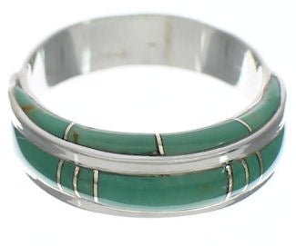 Sterling Silver And Turquoise Inlay Ring Size 6-1/4 EX41948